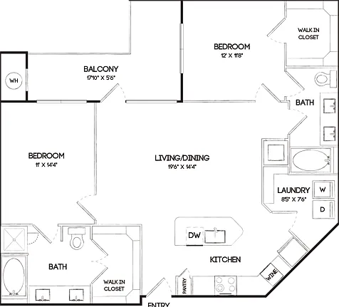 B3 2 Bedroom Floor Plan B3 2 Bedroom Floor Plan