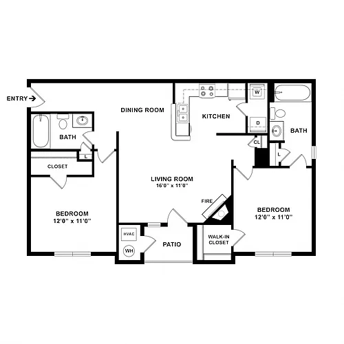 Floor plan 2 Bedroom 2 Bathroom