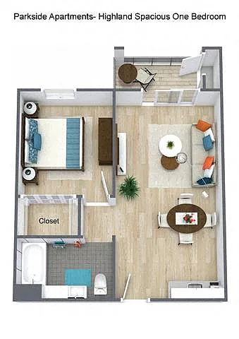 Floor plan One Bedroom One Bath