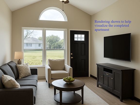 Rendering shown to help visualize the completed apartment