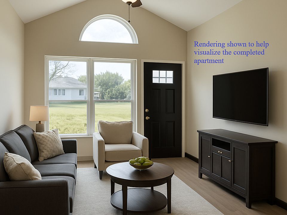 Rendering shown to help visualize the completed apartment