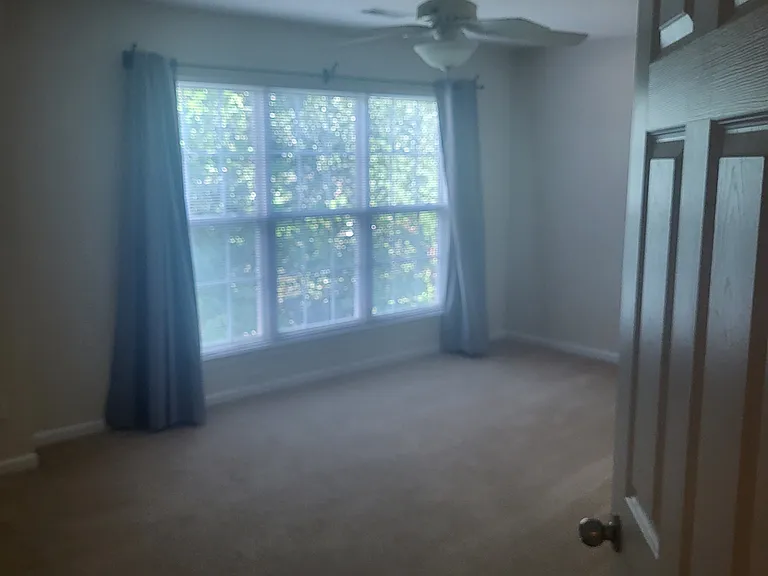 Upstairs Master Bedroom, Large walk in closet, Fan, room darkening curtains