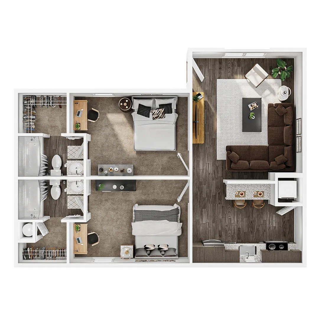 Floor plan 2BR/2BA - Summit