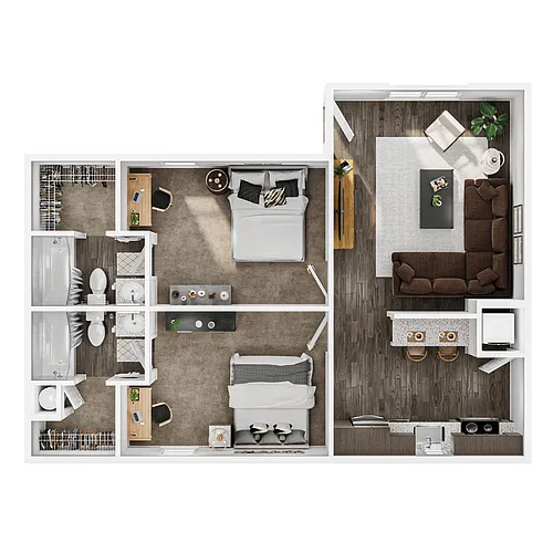 Floor plan 2BR/2BA - Summit