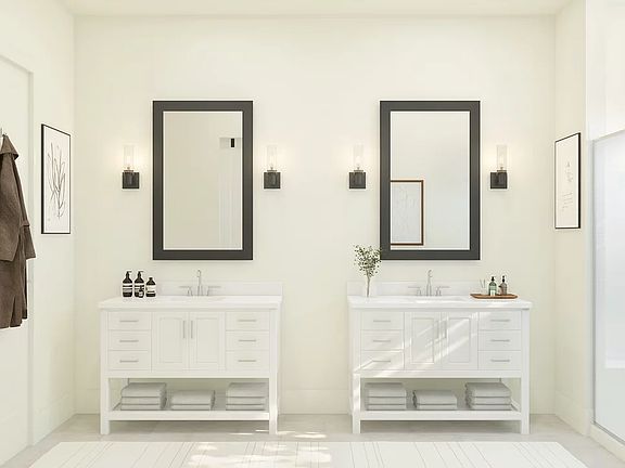Primary bath with dual vanities