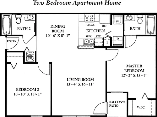 Floor plan 2 Bedroom 2 Bath
