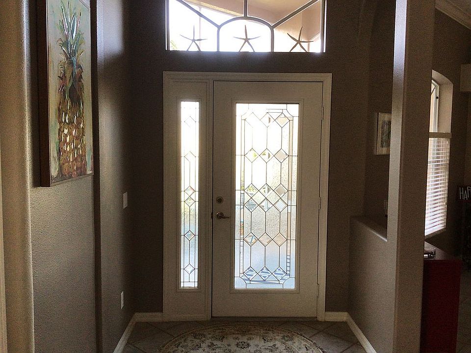 Entryway, stained glass door