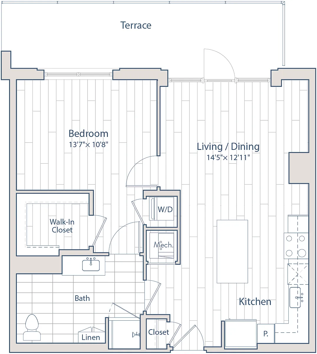 Floor plan 1 Bed/1 Bath-C16-1