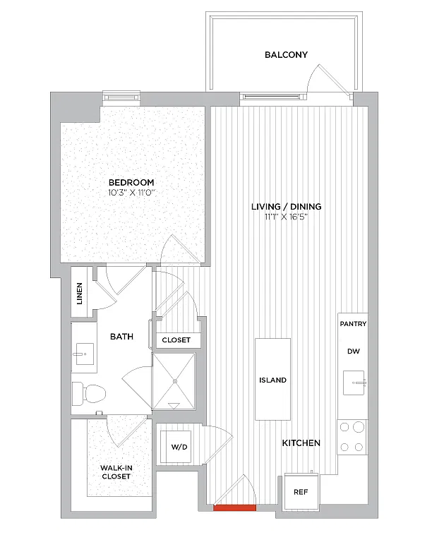 Floor plan 1 Bed/1 Bath-A01 West