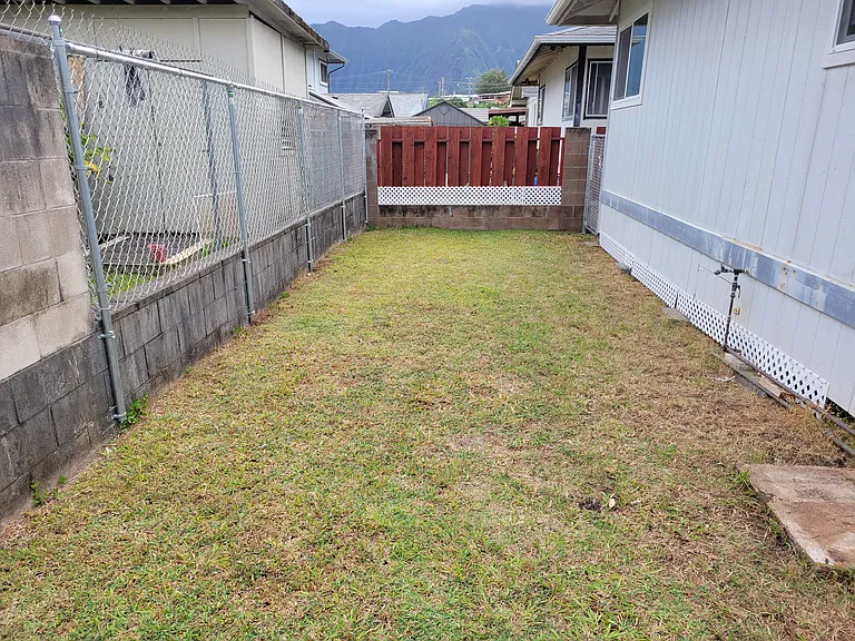 Fenced in backyard