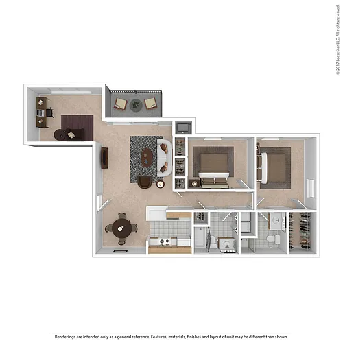 Floor plan 2 Bedroom Traditional with Den