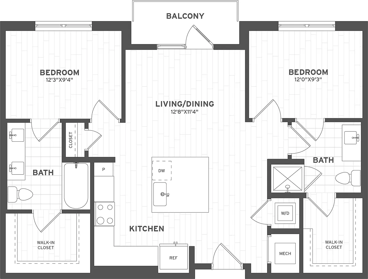 Floor plan 2 Bed/2 Bath-B1