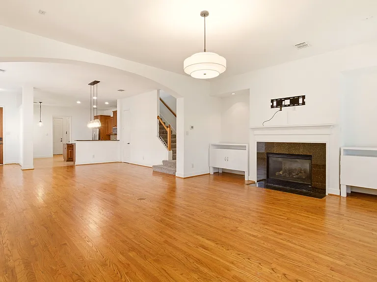 Living room with gas burning fireplace