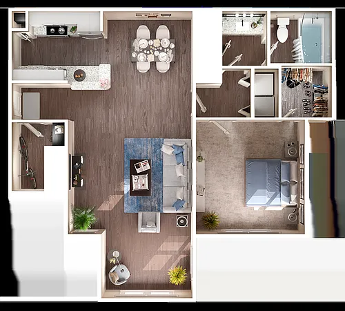 Floor plan 1 Bed, 1 Bath C