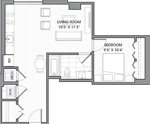 One Bedroom One Bath (632 SF) One Bedroom One Bath (632 SF)