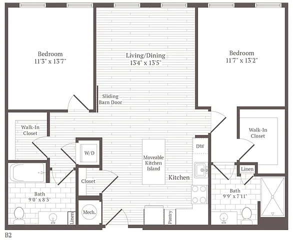 Floor plan 2 Bed 2 Bath