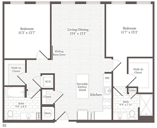 Floor plan 2 Bed 2 Bath