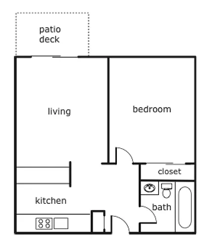 Floor plan 1 BR 1 BA