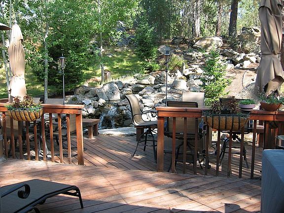 Multi-level deck with waterfall