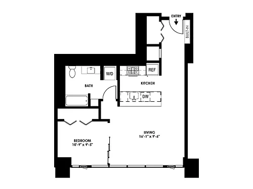 Floor plan 1 Bed/1 Bath Urban - W