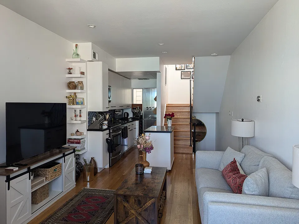living and kitchen area.