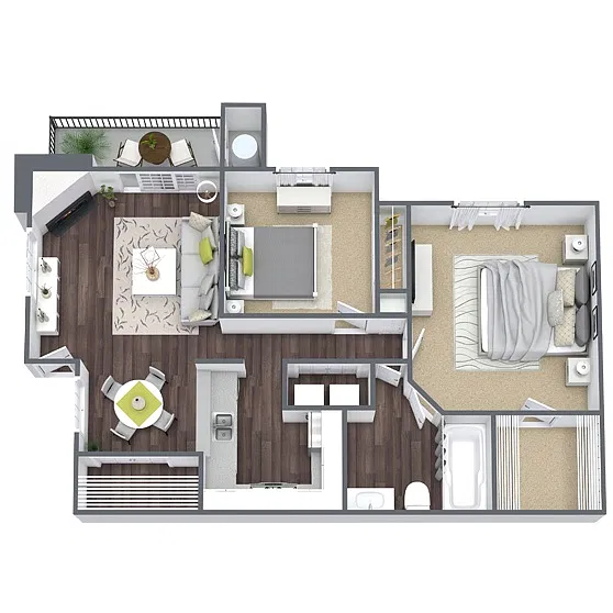 Floor plan B1: 2 Bed 1 Bath