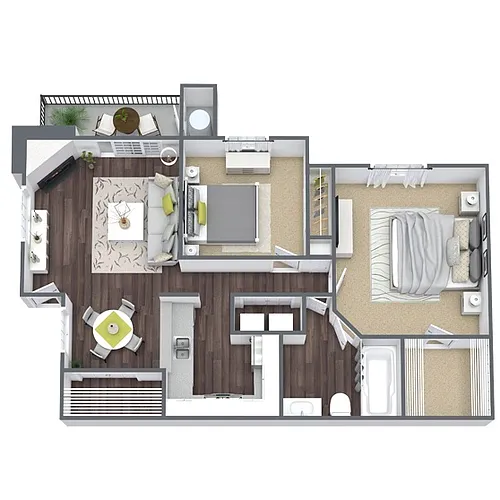 Floor plan B1: 2 Bed 1 Bath