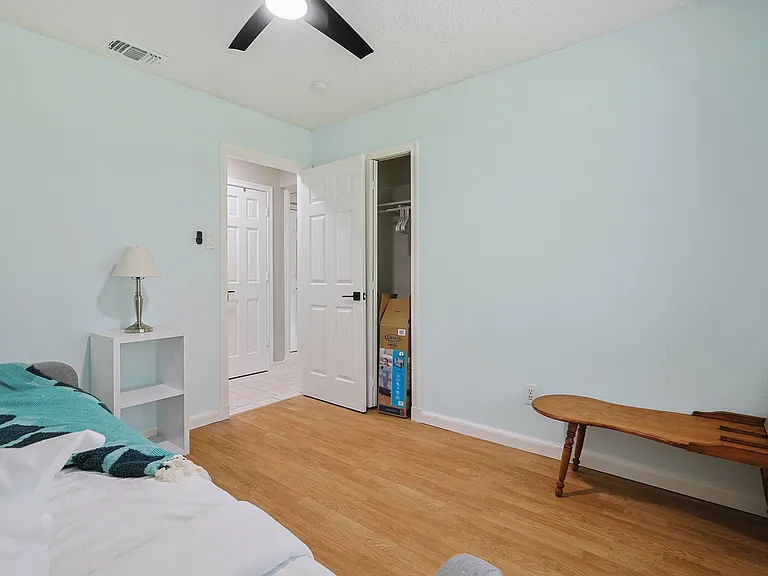 Bedroom 3 - a trundle bed with a large window allowing lots of light into the room.