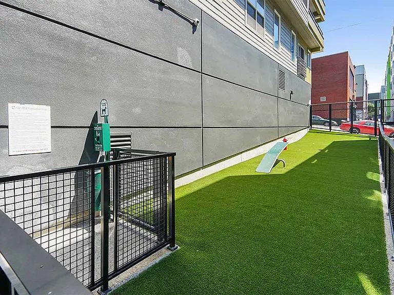 Apartment community off-leash dog park at Griffis Belltown in Seattle, Washington.