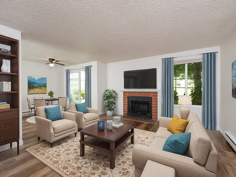 Experience comfort and style in this beautifully designed living room, perfect for relaxation and entertaining.