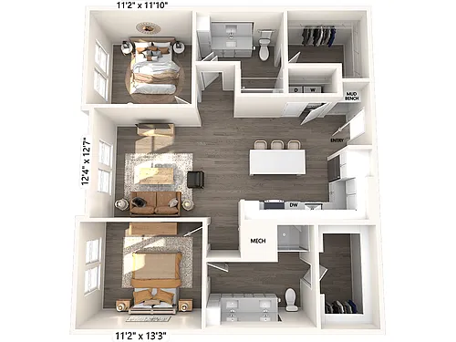 Floor plan B1-1175sf-124-524