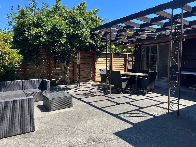 Fantastic outdoor patio, perfect for entertaining. Enough room for a couch area and large dining table/chairs Also, plenty of room for a gas grill. Sliding glass door leads to dining room.