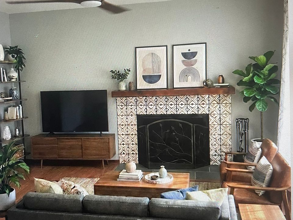 Living room virtually staged