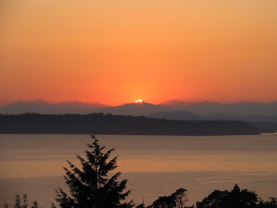 Summer sunset over the Olympic Mountains