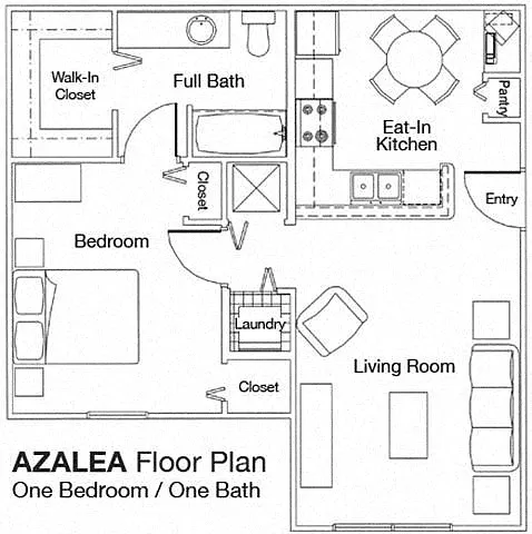 Floor plan One Bedroom One Bathroom 60%
