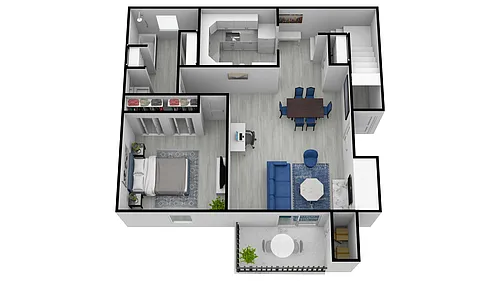 Floor plan 1 Bed 1 Bath C