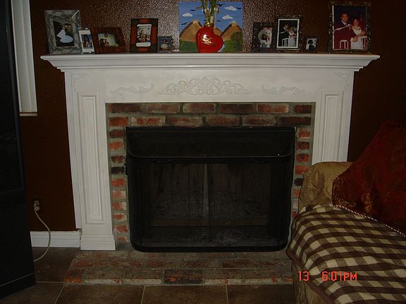 New hearth in fireplace