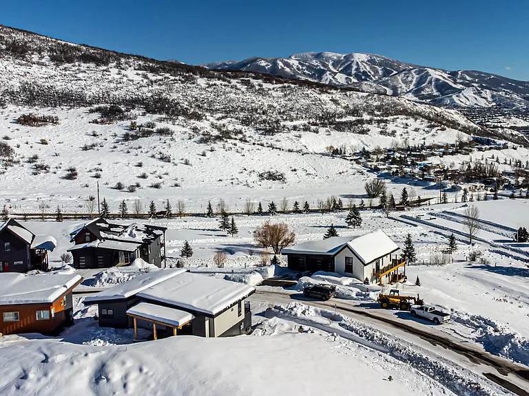 Overhead of home with Ski Resort in the Background