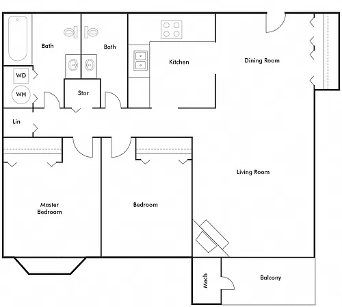 Floor plan 2 Bedroom Traditional