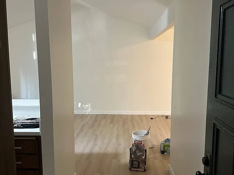 View from the door, still a few paint cans visible!