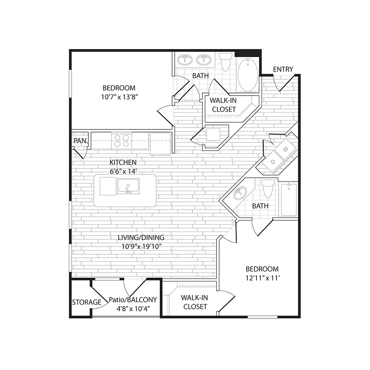 Floor plan B4B - Two Bedroom