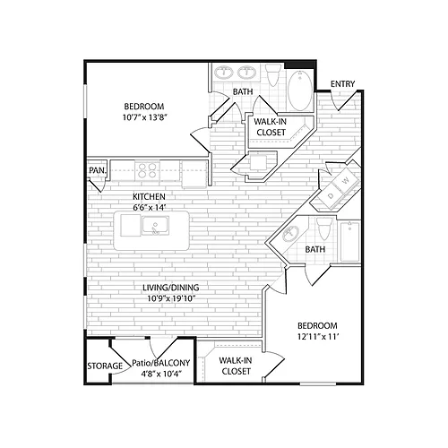 Floor plan B4B - Two Bedroom
