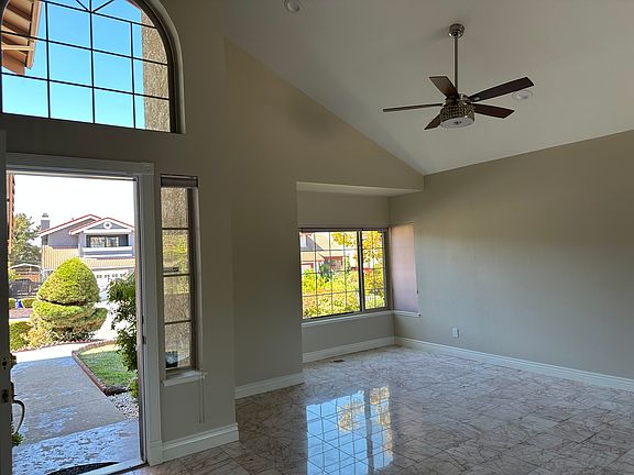 Living Room - Chandelier Fan with Recess lights, marble floor