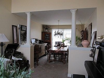 view from the living room to dining room