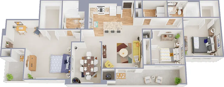 Three Bedroom Two Bath Floorplan Diagram