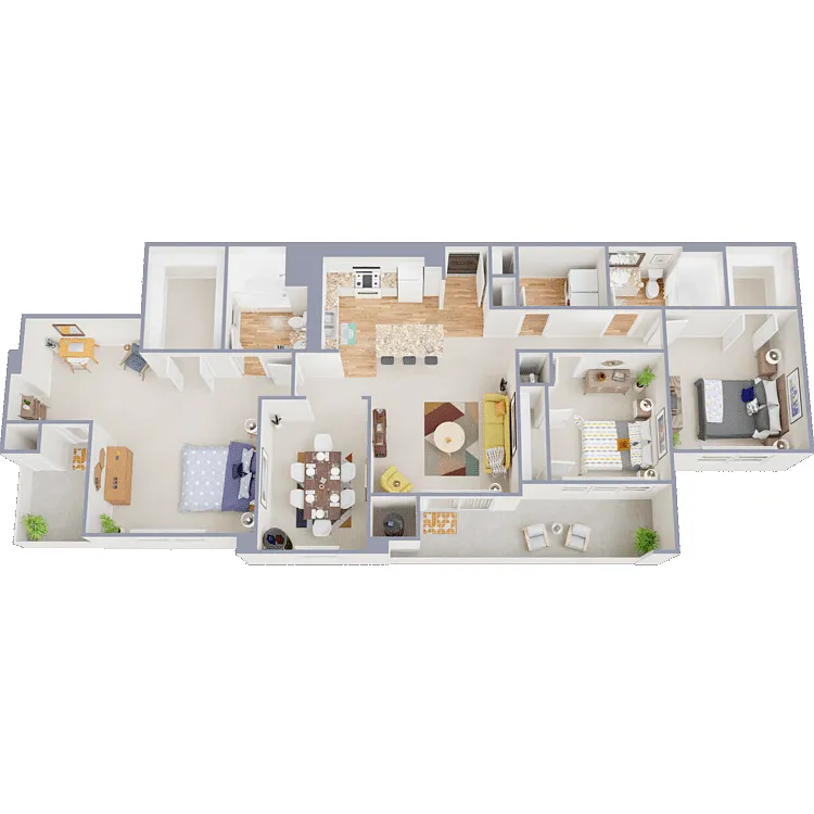 Floor plan Three Bedroom Two Bath