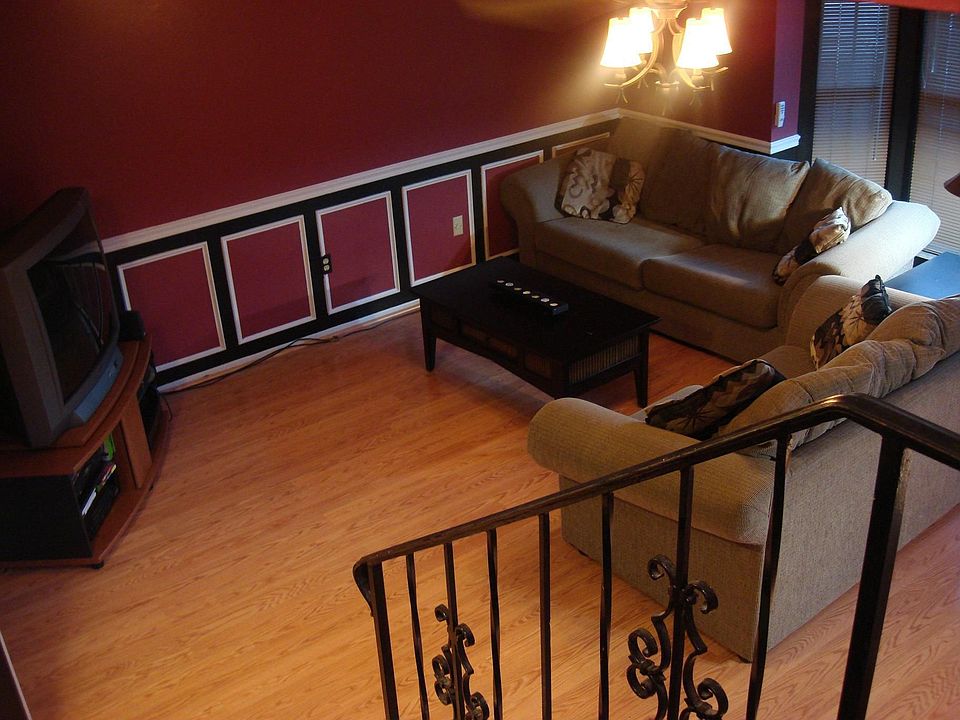 View from the stairs into the living room