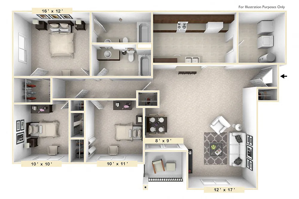 Floor plan The Belgian 3 BR 2 BA