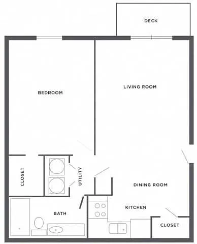 Floor plan 1 Bedroom, 1 Bathroom