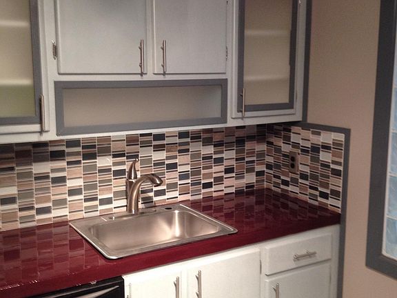 2nd kitchen shot. Out of the picture is a glass block window and a large pantry.